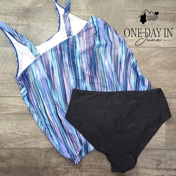 Yonique Blouson Tankini Swimsuit Size L - Picture 6 of 6